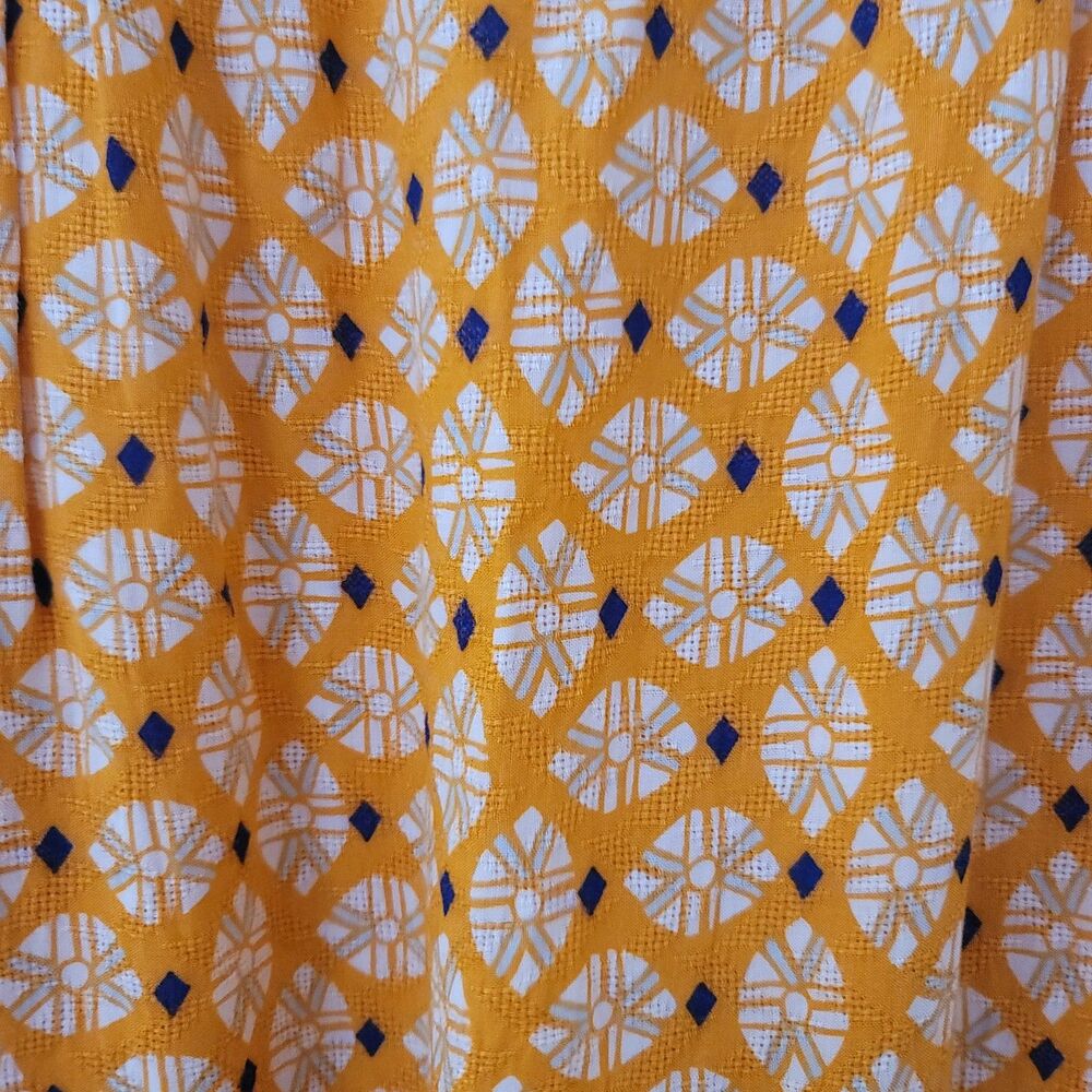 Women's Tiered Maxi Dress w/Pockets SZ L Peasant Boho Orange Blue Diamond - Picture 4 of 14